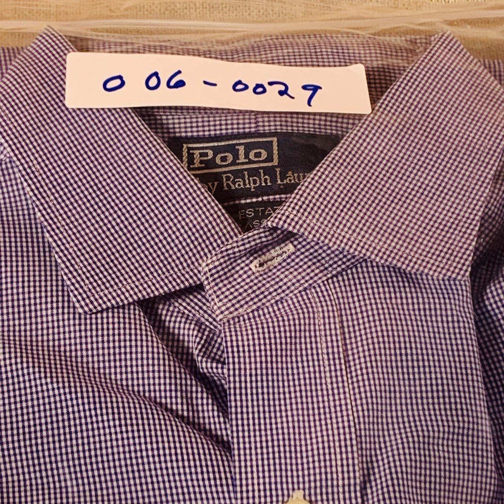 Polo Ralph Lauren Estate Classic Fit Button up Shirt Blue Gingham Sz 16 32/ 33 - Picture 10 of 10
